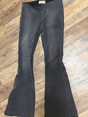 Free People Pull-On Flare Bell Bottom Jeans - Washed Black - Size 29